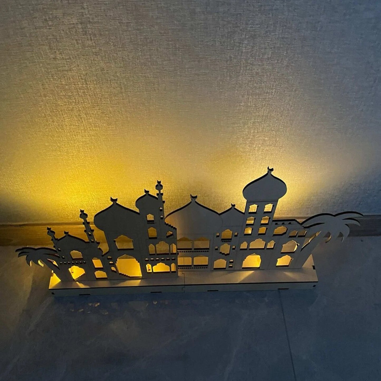Eid Light-up Wooden Mosque-Scape DIY Very light imperfections! Discounted (can be repaired) Decorative Puzzle kit LED lights, summer craft