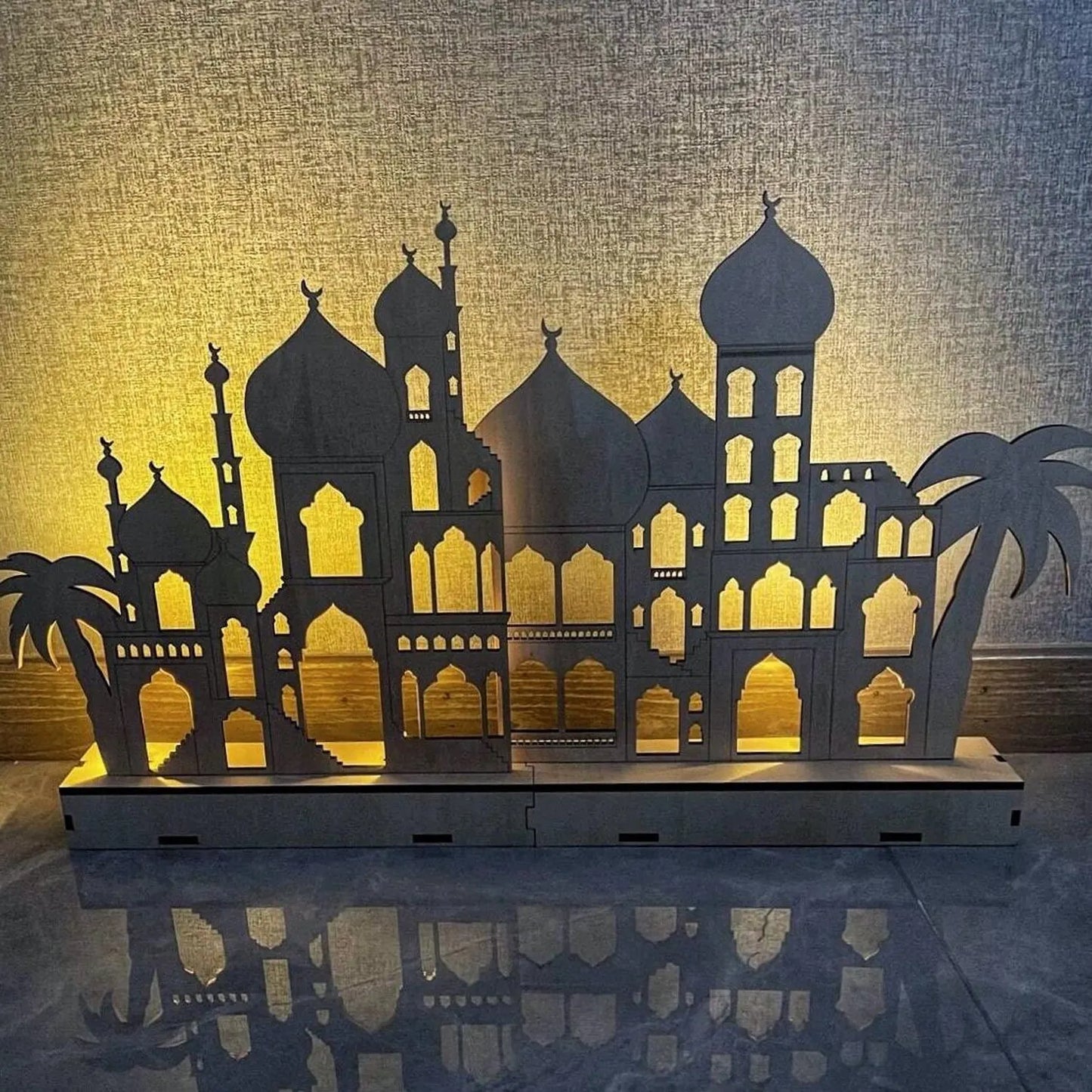 Eid Light-up Wooden Mosque-Scape DIY Very light imperfections! Discounted (can be repaired) Decorative Puzzle kit LED lights, summer craft