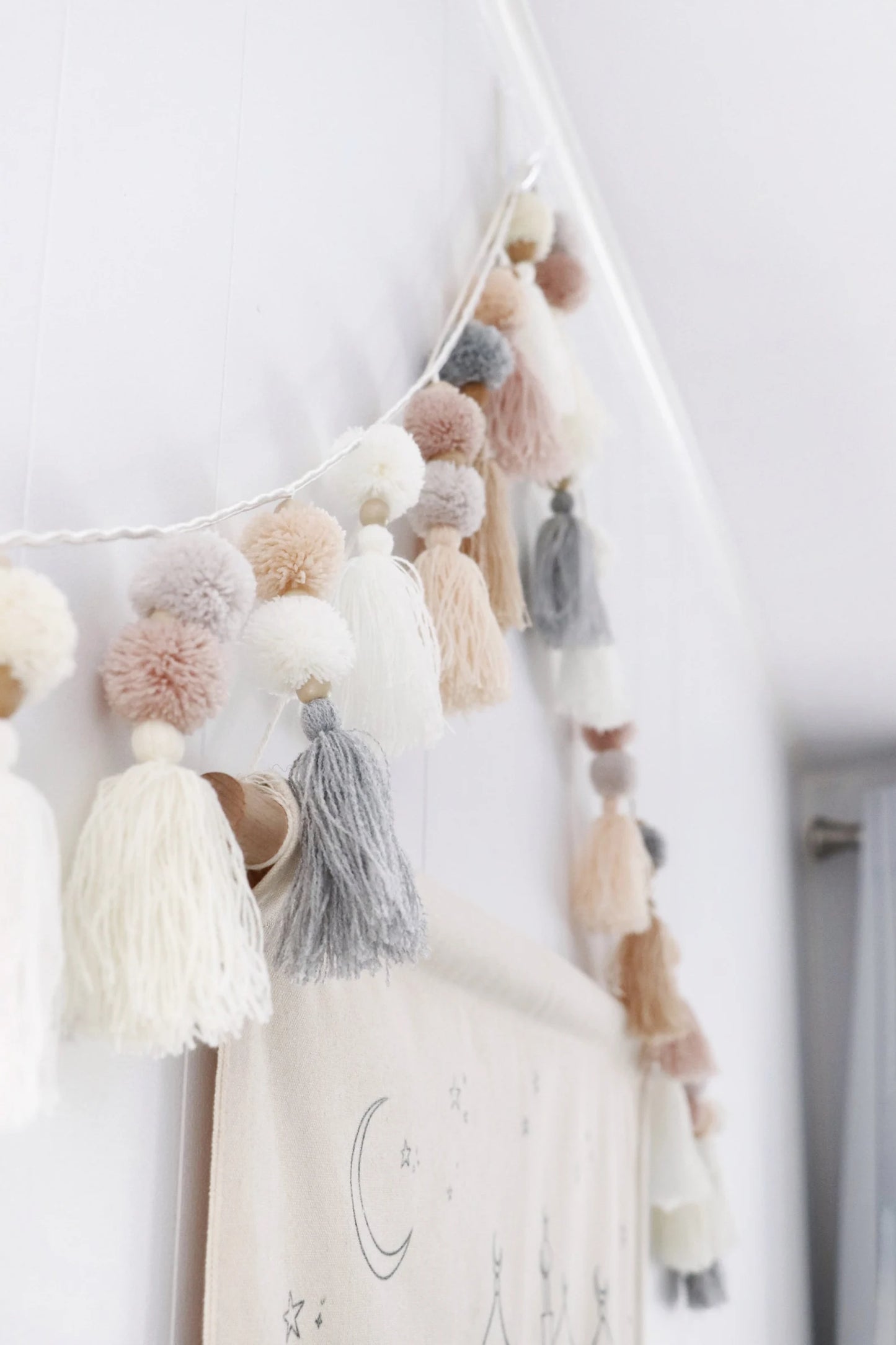 Neutral Decorative Festive Tassel Garland beige Ramadan eid decoration nursery Kids room party baby shower boy room nordic simple minimalist