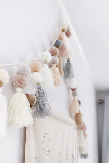 Neutral Decorative Festive Tassel Garland beige Ramadan eid decoration nursery Kids room party baby shower boy room nordic simple minimalist