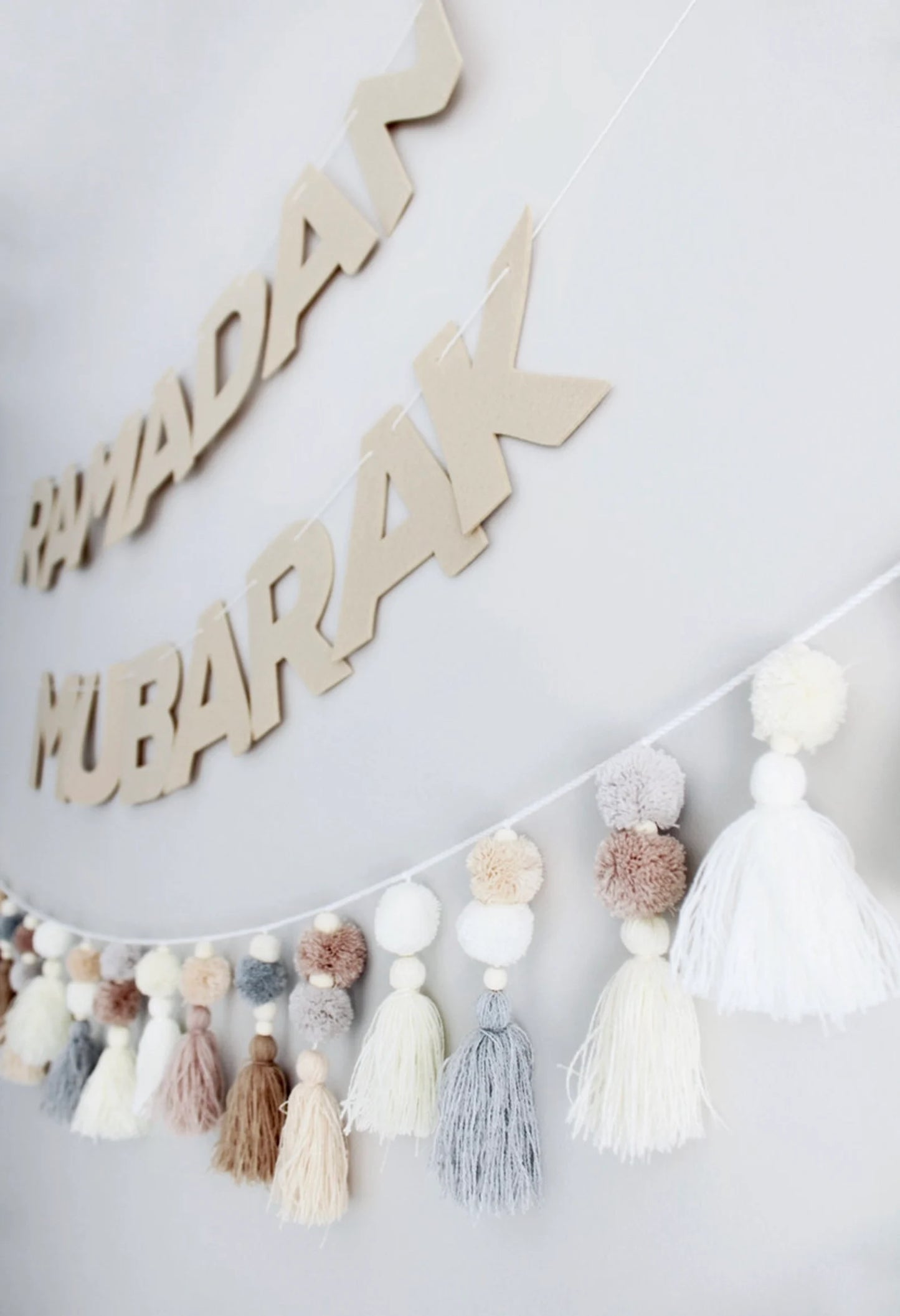 Neutral Decorative Festive Tassel Garland beige Ramadan eid decoration nursery Kids room party baby shower boy room nordic simple minimalist