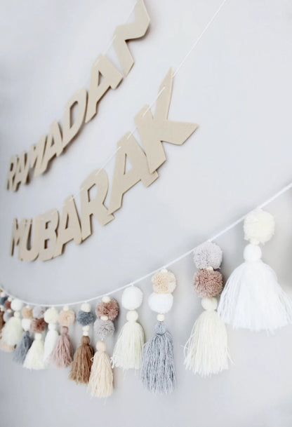 Neutral Decorative Festive Tassel Garland beige Ramadan eid decoration nursery Kids room party baby shower boy room nordic simple minimalist