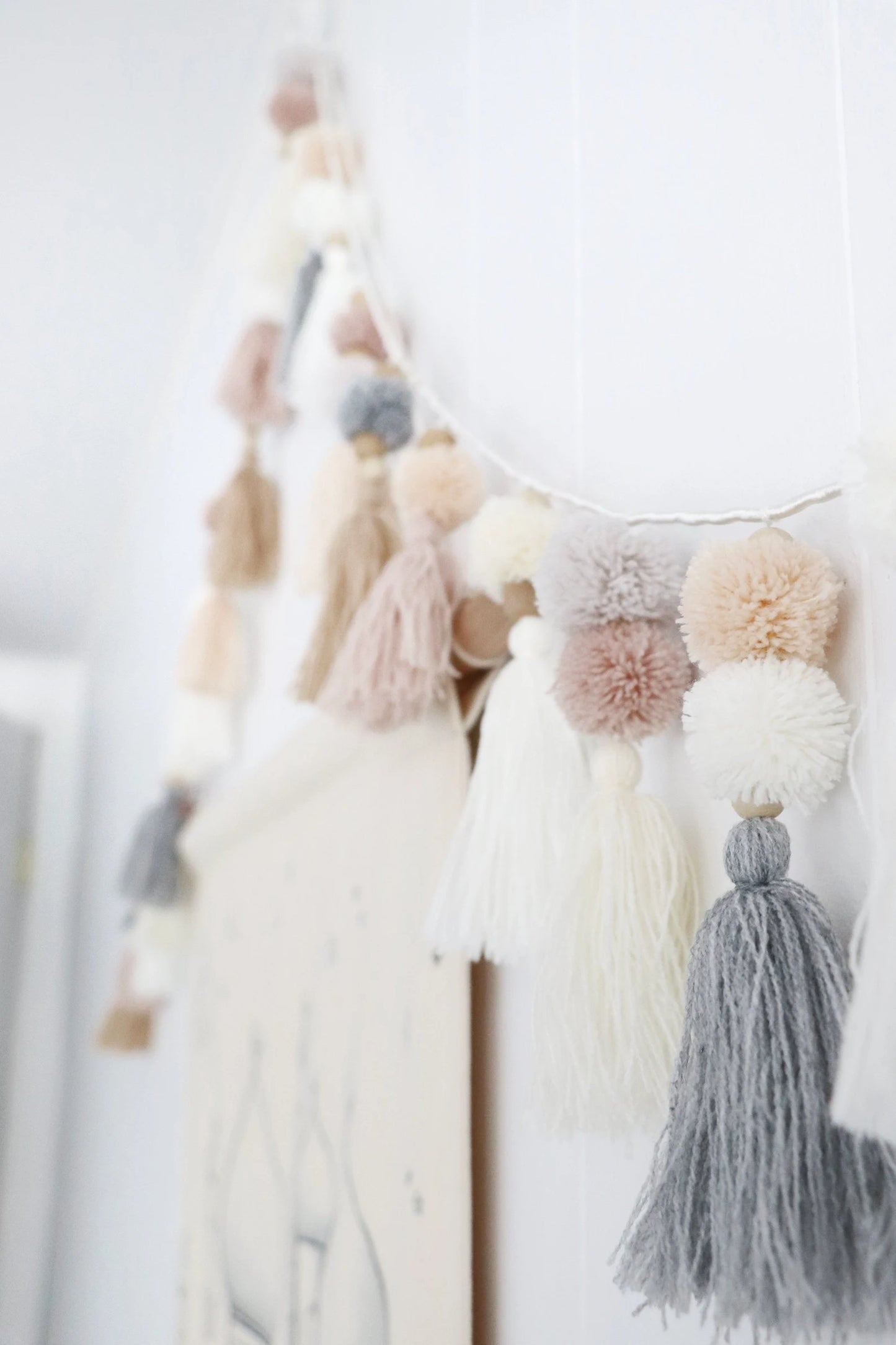Neutral Decorative Festive Tassel Garland beige Ramadan eid decoration nursery Kids room party baby shower boy room nordic simple minimalist