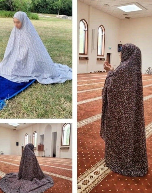 One-Piece Full Length Light Daily At-Home Prayer Hijab/Jilbab | Salah Hijab women house full coverage modest muslim Islamic pillars Ramadan