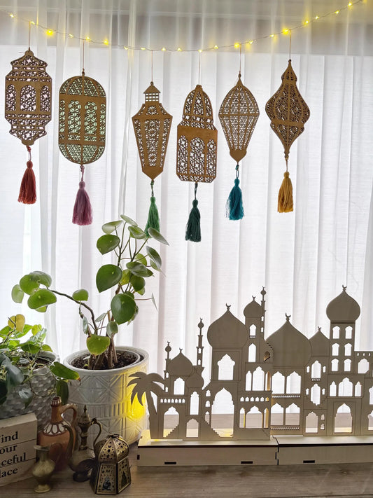 Eid Light-up Wooden Mosque-Scape DIY Very light imperfections! Discounted (can be repaired) Decorative Puzzle kit LED lights, summer craft