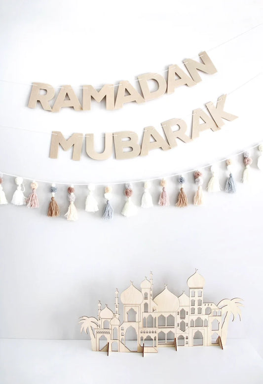 Eid / Ramadan Mubarak Beige Letter Banner DIY (no tassels) | Islamic celebration, muslim kids, activity, eid, masjid, arabic, felt banner
